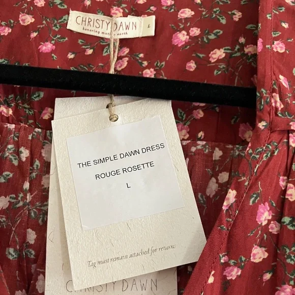 Christy Dawn Simple Dawn Dress in Rouge Rosette size large, red and pink floral - Picture 2 of 8